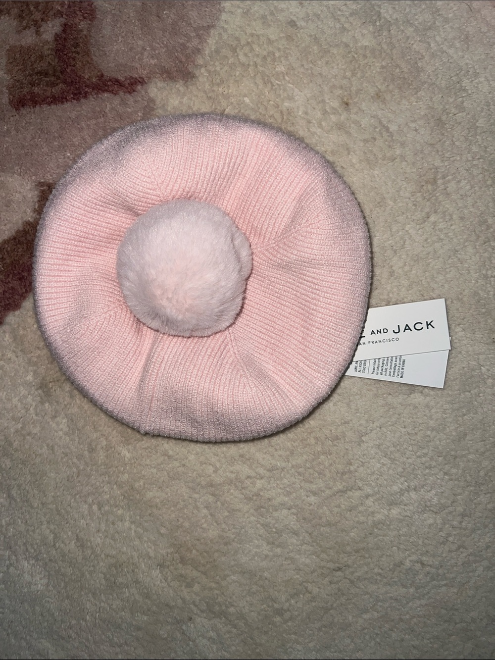 NEW Janie and Jack Light Pink Pom-Pom Knit Beret